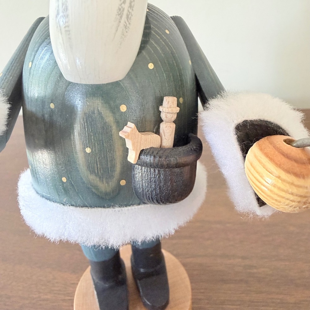 KWO German Wooden Incense Smoker Saint Peter Santa Claus Teal Gold Star Figurine - Picture 4 of 10